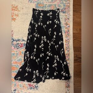 Vintage black floral midi skirt